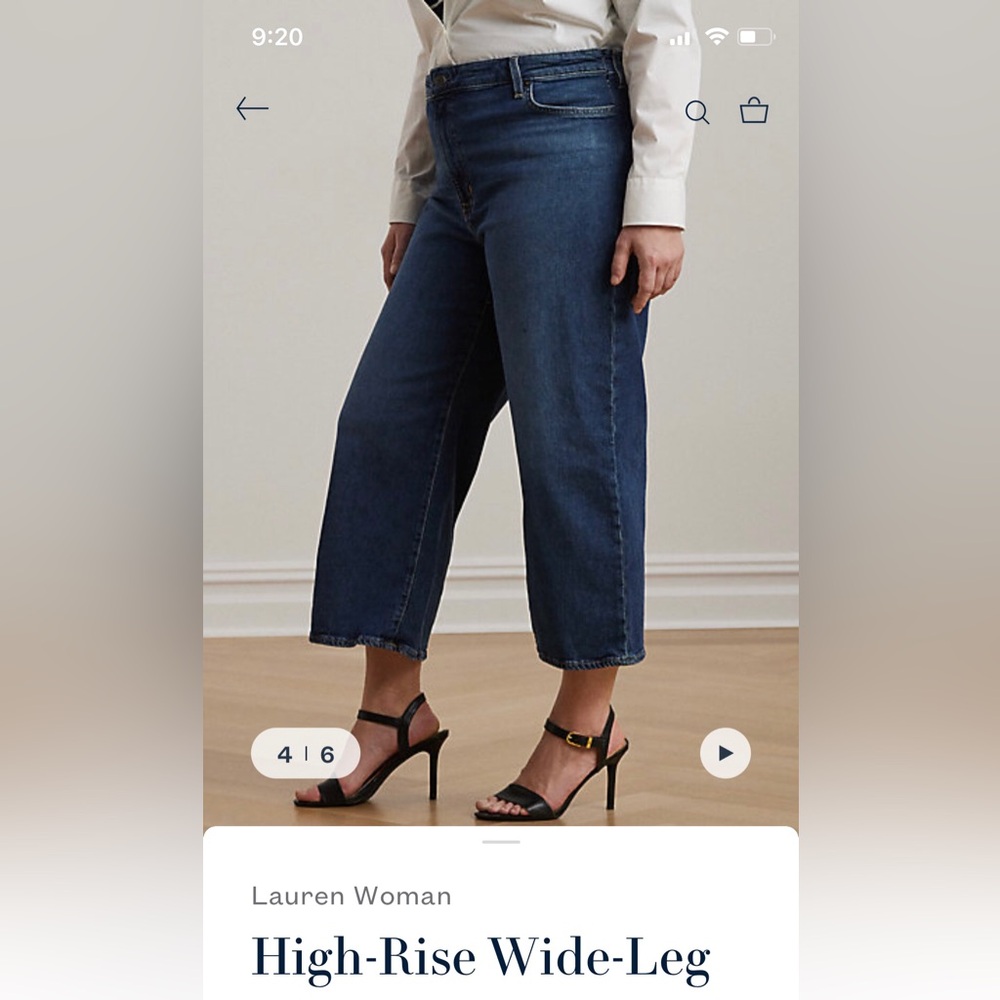 Ralph Lauren High Rise Crop Wide Leg Denim Jeans 22W & 20W - Picture 4 of 11